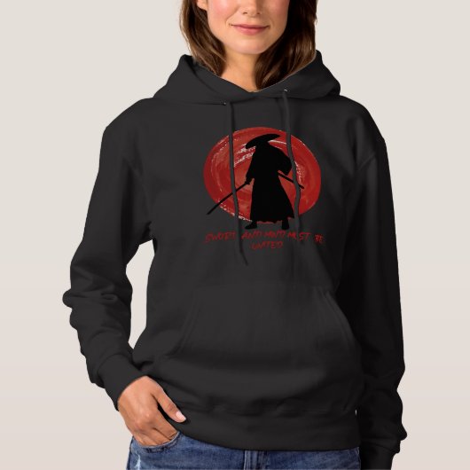 Pull À Capuche Samouraï à silhouette rétro - Citation de samouraï (Devant)