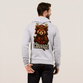 Pull À Capuche Samouraï Panda roux avec le mot Courage (Dos entier)