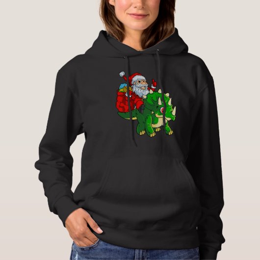 Pull À Capuche Santa Riding Dinosaur Triceratops Dino Christmas B (Devant)