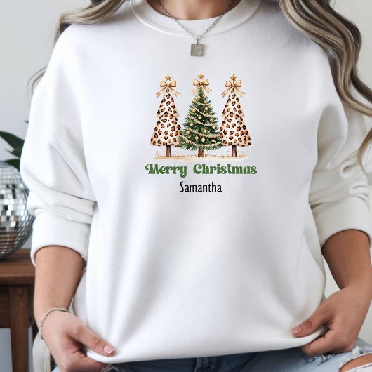 Pull À Capuche Sapins de Noël tendance léopard cadeau personnalis