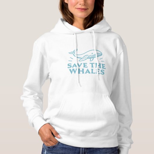 Pull À Capuche Sauvez les baleines jolie esthétique rétro (Devant)