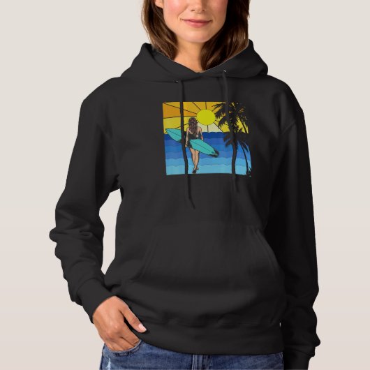 Pull À Capuche Sea Tropical Beach Surfboard Waves Surfer Sunset S (Devant)