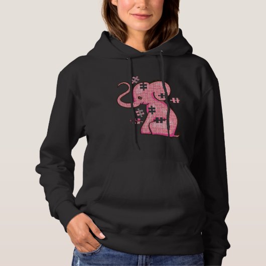 Pull À Capuche Sensibilisation sur l'autisme Puzzle Eléphant Parf (Devant)