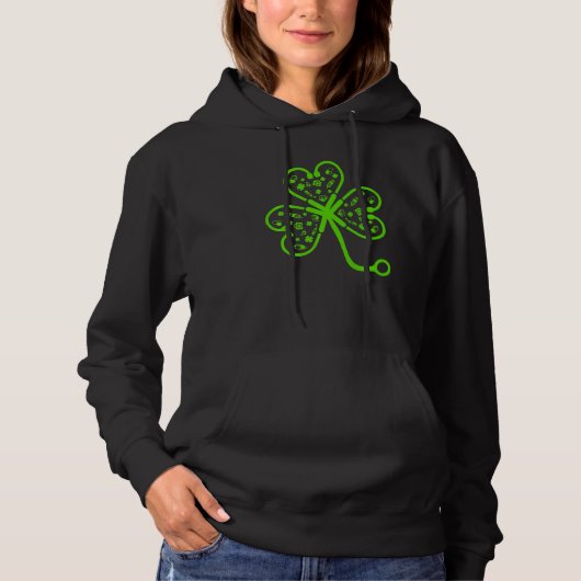 Pull À Capuche Shamrock Stethoscope Infirmière Jour de la Saint P (Devant)