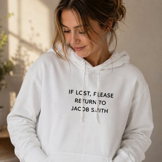 Pull À Capuche SI PERDU RETOURNEZ À Nom personnalisé