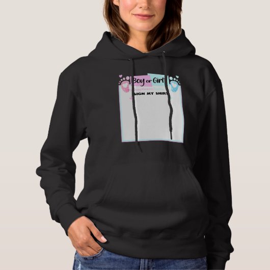 Pull À Capuche Signal de révélation de genre Mon Baby shower bleu (Devant)