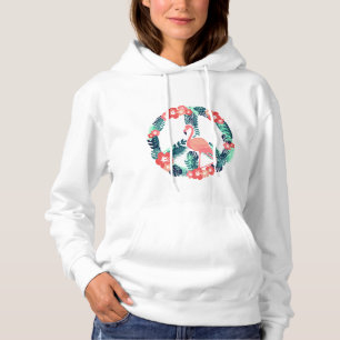 Pull À Capuche Signe de paix flamant floral rose mignon