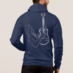Pull À Capuche Silhouette blanche d'un guitariste avec une basse