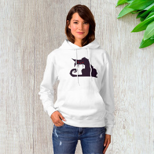 Pull À Capuche Silhouette de chat noir maléfique aux yeux rouges