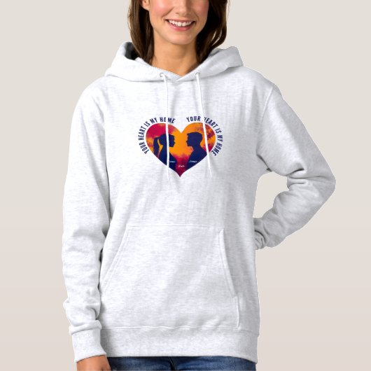 Pull À Capuche Silhouette de couple personnalisable C'est mon cœu (Devant)