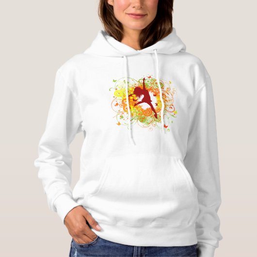 Pull À Capuche Silhouette de danseuse avec volutes florales (Devant)