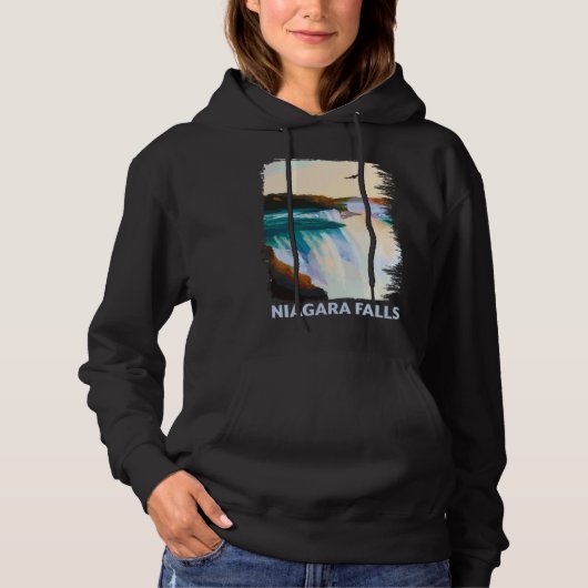 Pull À Capuche Silhouette de l'horizon de Niagara Falls Canada US (Devant)