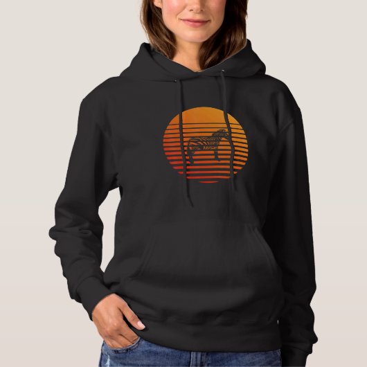Pull À Capuche Silhouette de l'ombre de zèbre devant un soleil (Devant)