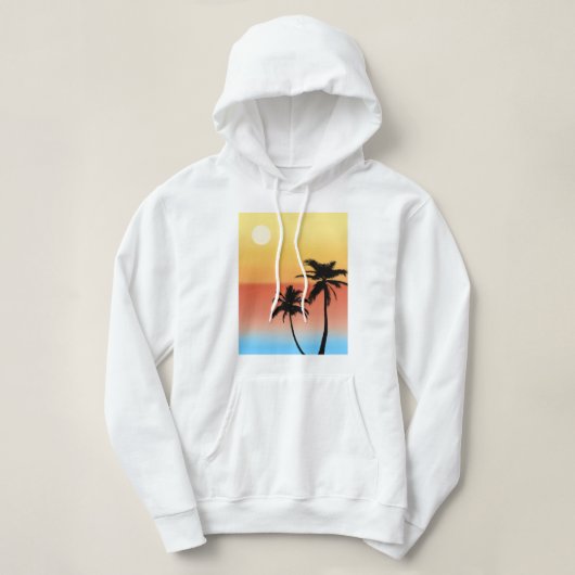 Pull À Capuche Silhouette du coucher de soleil des palmiers (Design devant)