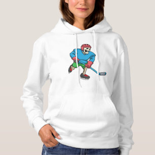 Pull À Capuche Skeleton au hockey sur glace avec bâton de hockey 