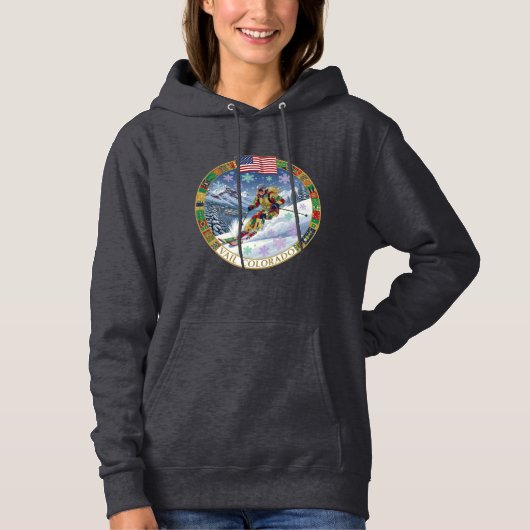 Pull À Capuche Skieuse de Vail, Colorado, Femme (Devant)