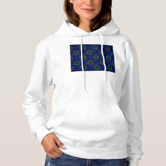 Pull À Capuche SlipperyJoe's Hanukkah rangées vertes Étoiles de D (Devant)