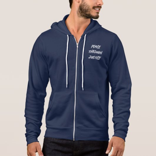 Pull À Capuche Slogan Domocratique Personnaliser le texte sur BLU (Devant)