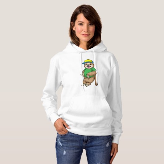 Pull À Capuche Sloth au baseball avec batte de baseball (Devant entier)