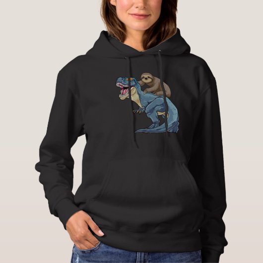 Pull À Capuche Sloth équitation Dinosaur T-Rex drôle Lazy Animal (Devant)