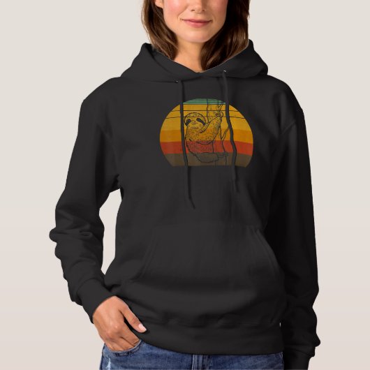 Pull À Capuche Sloth Retro Sunset Animal Sloth Silhouette 1 (Devant)
