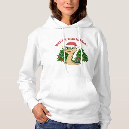 Pull À Capuche Snake Zodiac Année 2025 Joyeux Noël (Devant)