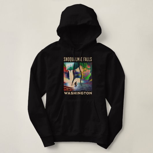 Pull À Capuche Snoqualmie Falls Washington Shirt, Sasquatch (Design devant)
