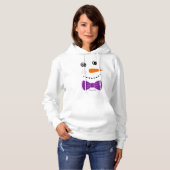 Pull À Capuche Snowman Face Purple Bowtie ajouter nom (Devant entier)