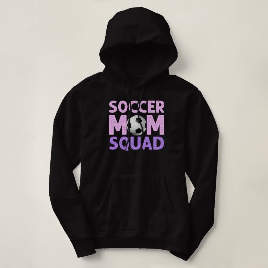 Pull À Capuche Soccer Maman Squad en rose et violet (Design devant)