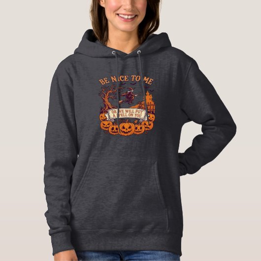 Pull À Capuche Sorcière de Halloween Broom Citrouilles_1 (Devant)