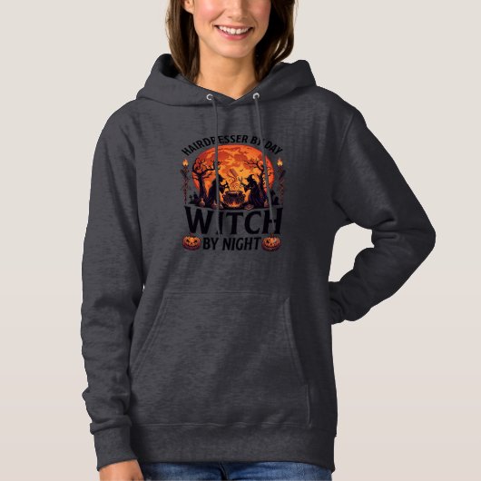 Pull À Capuche Sorcière de jour de coiffeuse nuit d'Halloween Pei (Devant)