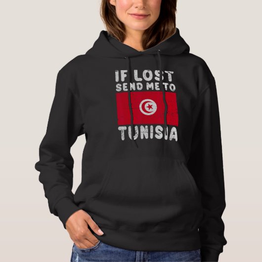 Pull À Capuche Souvenir Drapeau Tunisie  Si perdu envoyez-moi en  (Devant)
