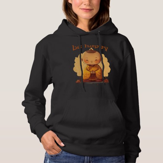 Pull À Capuche Soyez heureux Zen Petit bébé Bouddha Mandala (Devant)