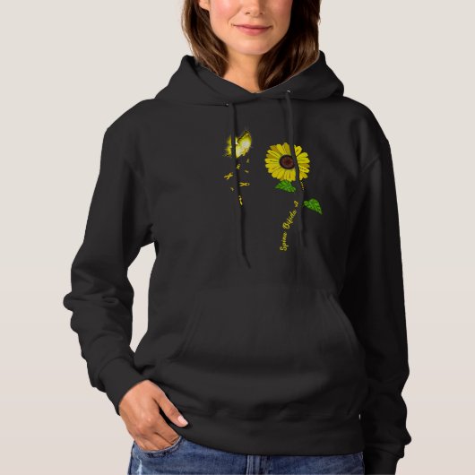Pull À Capuche Spina Bifida Sensibilisation Papillon jaune tourne (Devant)