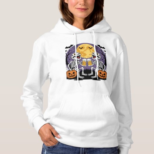 Pull À Capuche Squelette Lizards Halloween Bière Cheveux (Devant)