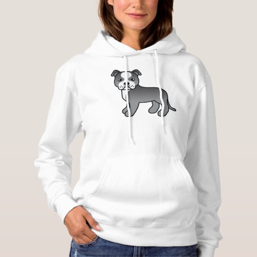 Pull À Capuche Staffordshire Bull Terrier bleu et blanc (Devant)