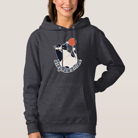 Pull À Capuche Stay Pawsitive Cute Tuxedo Cat Motivational Hoodie (Devant)