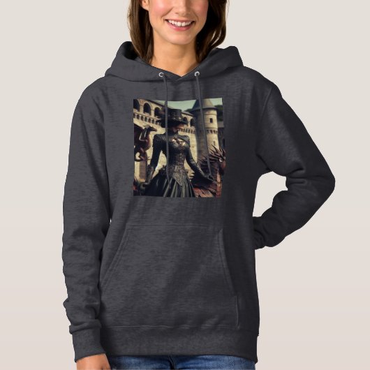 Pull À Capuche Steampunk Victorian Industrial Lady Dragon Rider (Devant)