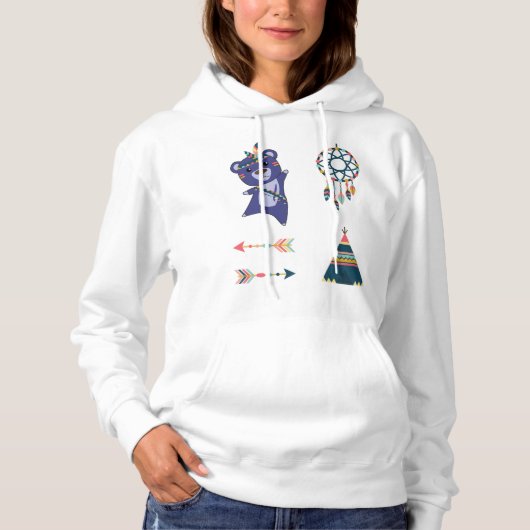 Pull À Capuche Sticker indien Ours Set Bear Teepee Dream Catcher (Devant)