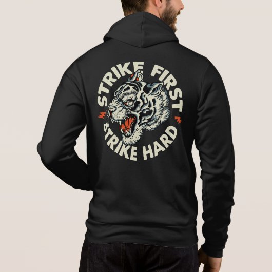 Pull À Capuche strike_hard_ strike first tigre tattoo slogan old (Dos)