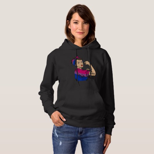 Pull À Capuche Strong woman BIsexual Pride LGBT Mom (Devant entier)