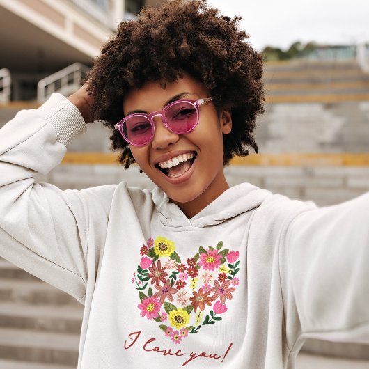 Pull À Capuche Super marguerite rose Fleur coeur Valentine