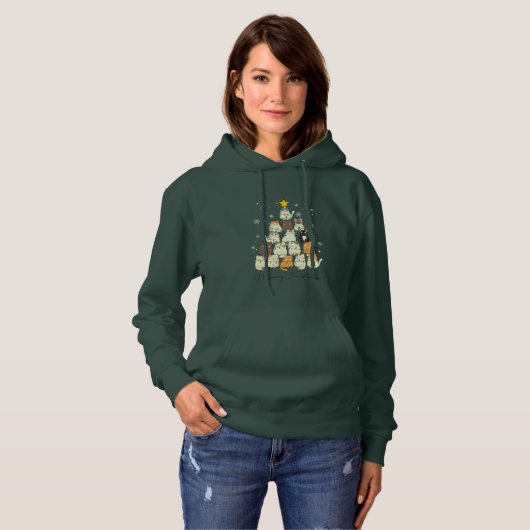 Pull À Capuche Susadera con estampado árbol de navidad gatuno (Devant entier)