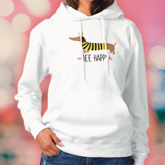 Pull À Capuche Sweat-shirt à capuche Happy Dachshund Bumblebee