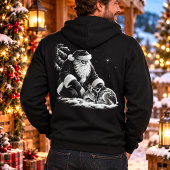 Pull À Capuche Sweatshirt à capuche de Noël Santa et Faon endormi