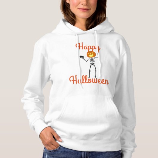 Pull À Capuche Sweatshirt à capuche d'Halloween pour femmes/squel (Devant)