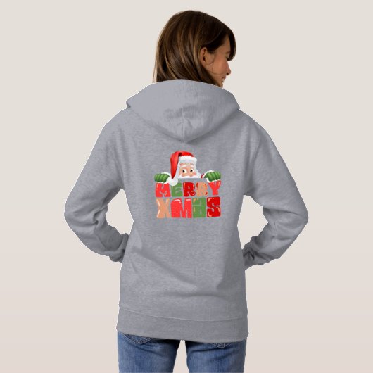 Pull À Capuche Sweatshirt à capuchon de Noël en gris (Dos entier)