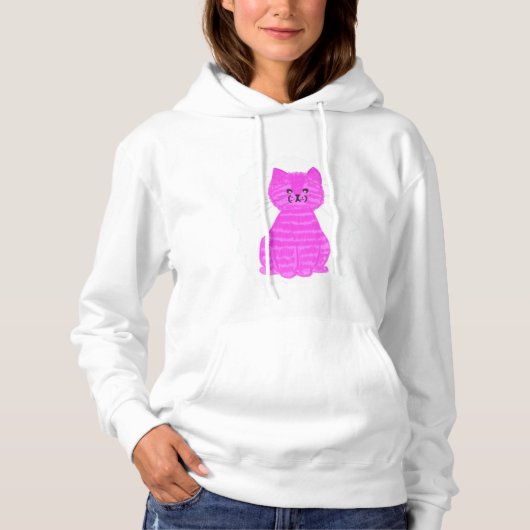 Pull À Capuche Sweatshirt de chat rayé rose (Devant)