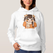 Pull À Capuche Sweatshirt de style anime avec une fille ours mign (Devant)