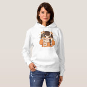Pull À Capuche Sweatshirt de style anime avec une fille ours mign (Devant entier)